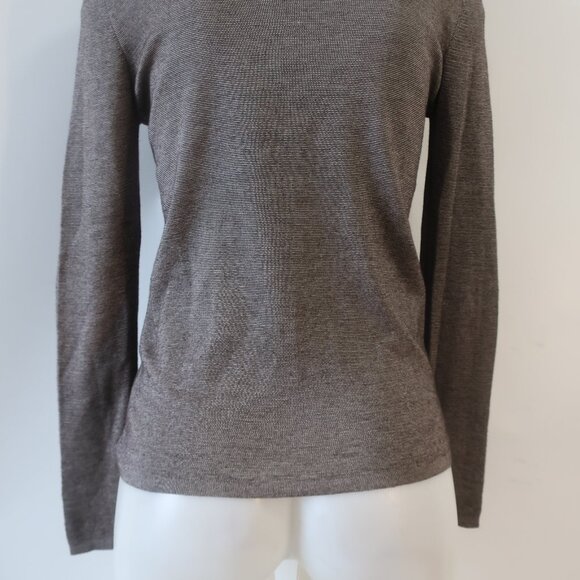 Womens Akris Dark Brown Taupe Cashmere Silk V-Neck Pullover Sweater 8 - Picture 10 of 12